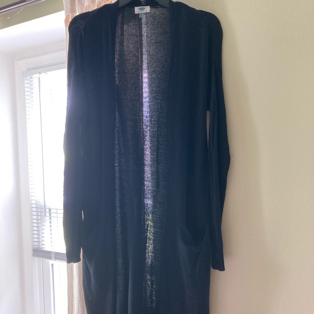 Long open cardigan sweater